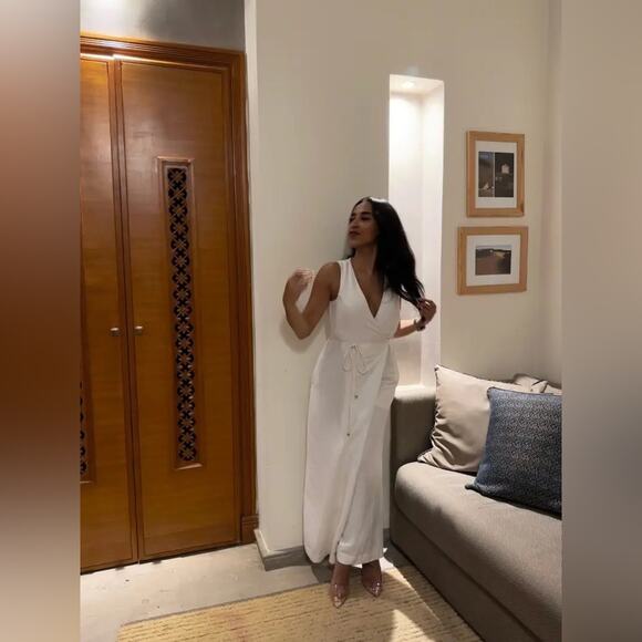 Rosetta Getty White Apron Wrap Jumpsuit - Picture 3 of 6